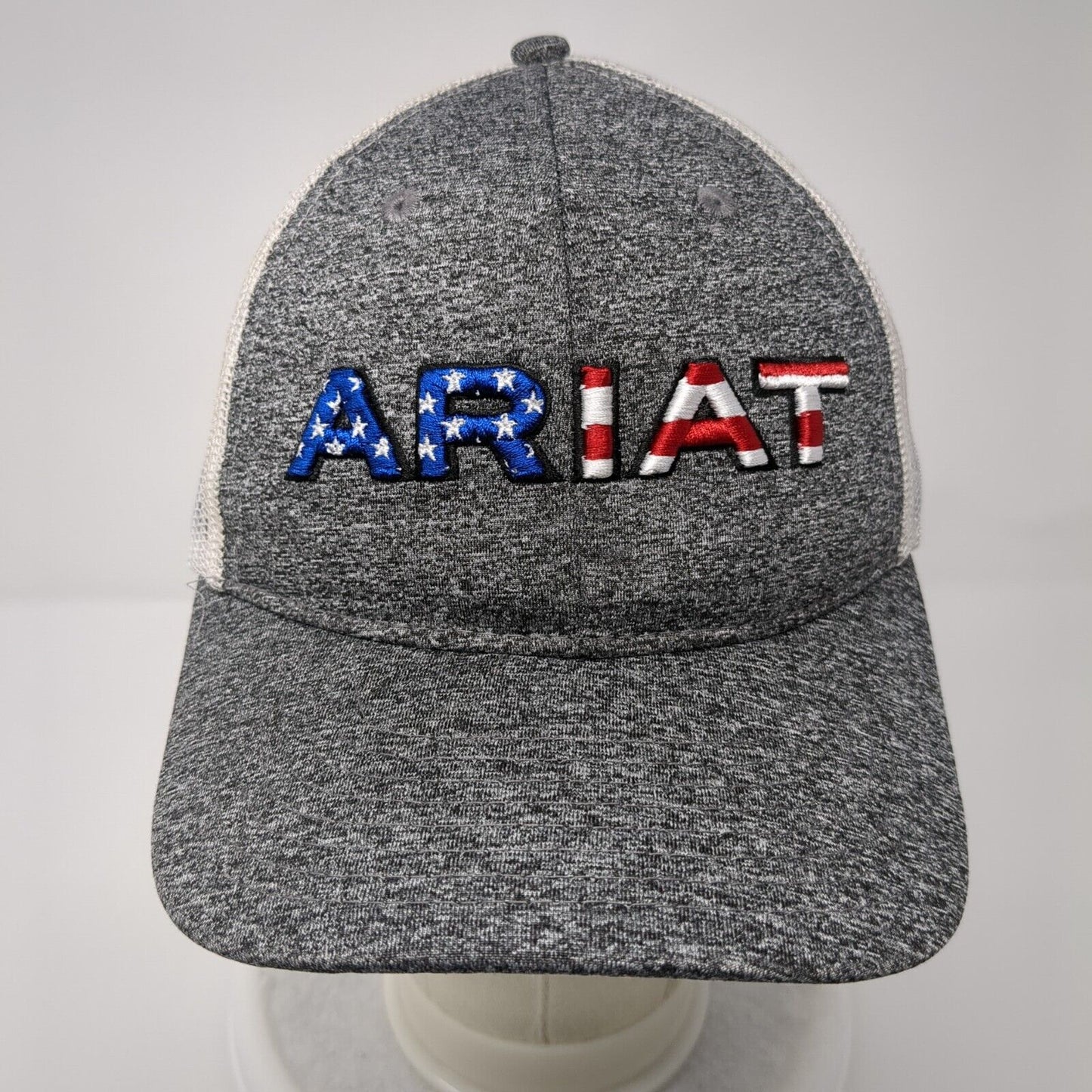 Ariat American Flag Snapback Trucker Hat Gray OSFA Mesh Back 6 Panel