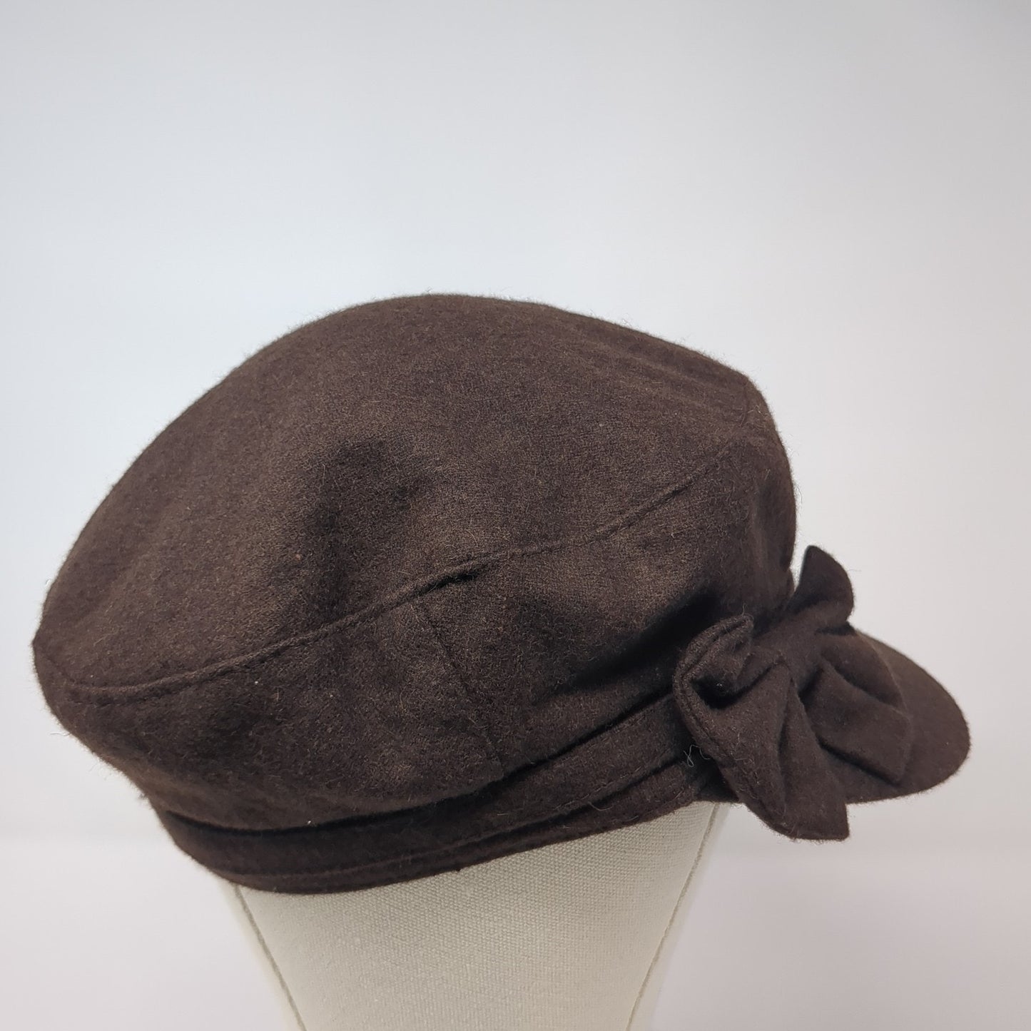 Ann Taylor LOFT Cadet Army Cap Brown One Size Bow Tie Lightweight Blank