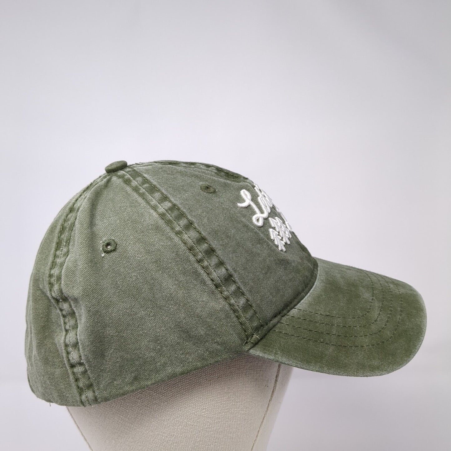Let's Get Lost Slideback Hat Green OS Adjustable Embroidered 6 Panel Cotton