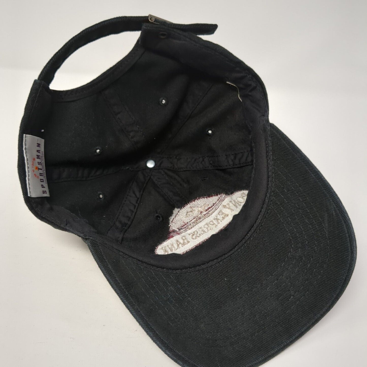 Pony Express Bank Slideback Hat Black One Size Adjustable Embroidered Sportsman