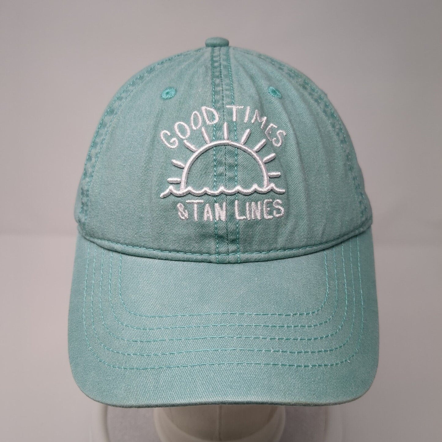 Good Times & Tan Lines Slideback Hat Bluish-Green One Size Embroidered