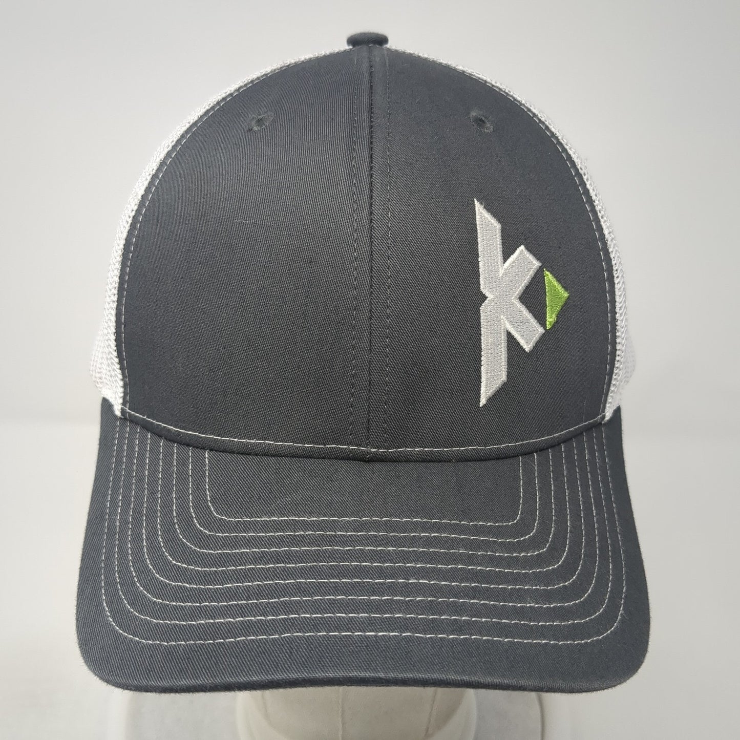 Richardson Snapback Trucker Hat Gray One Size Adjustable Embroidered Mesh Back