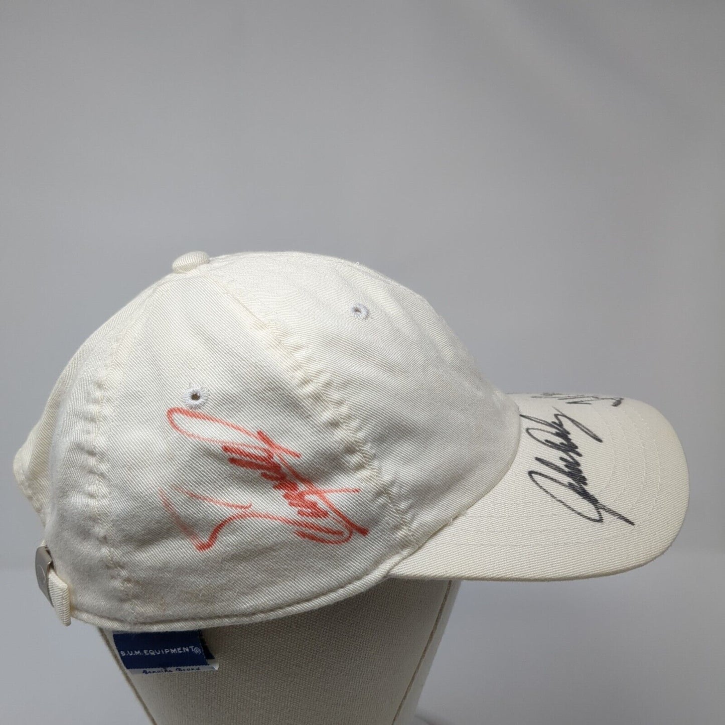 B.U.M Equipment Slideback Hat White One Size Adjustable Autographed Blank