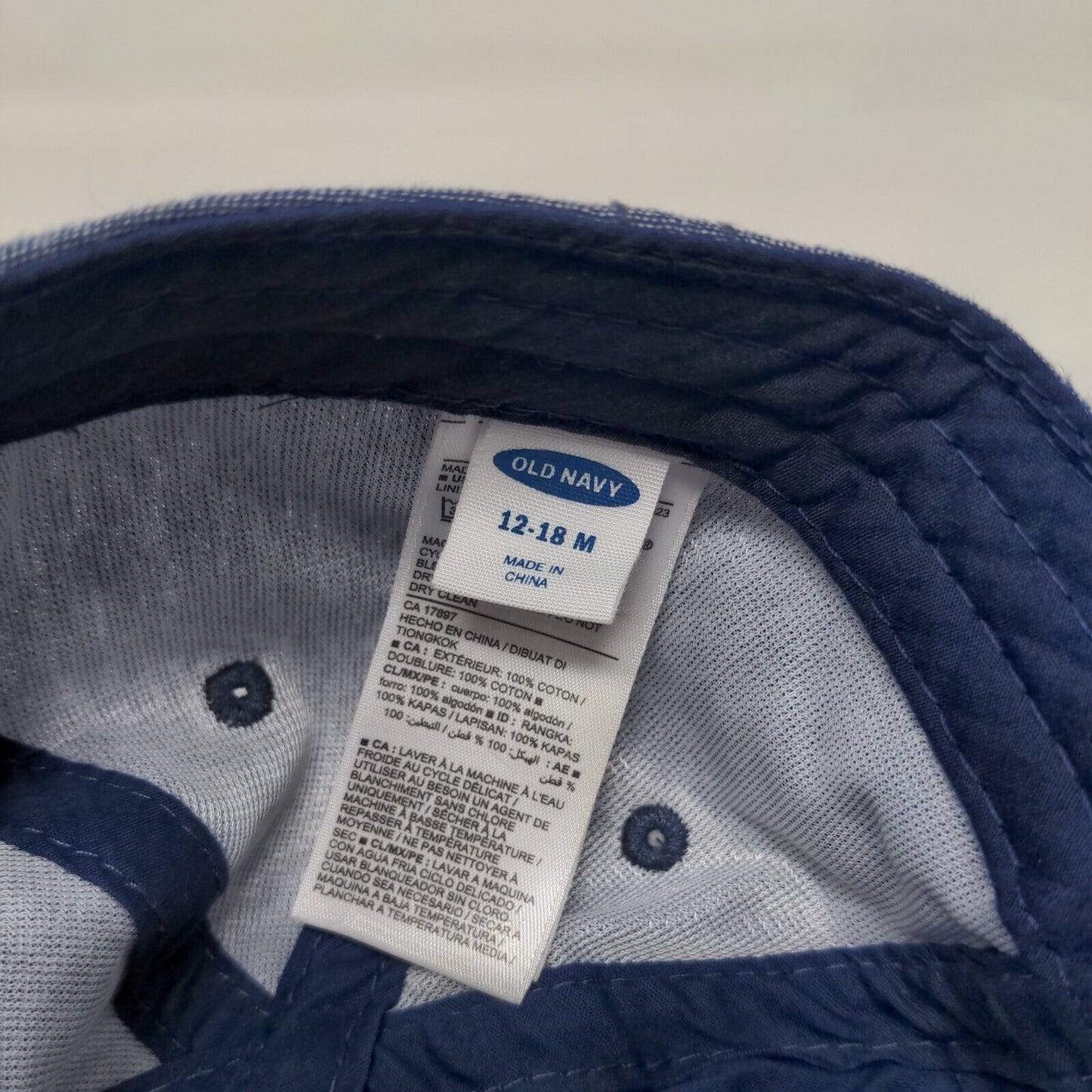 Old Navy Baby Stretch Fitted Hat Blue 12-18 Months Solid Blank Vent Holes