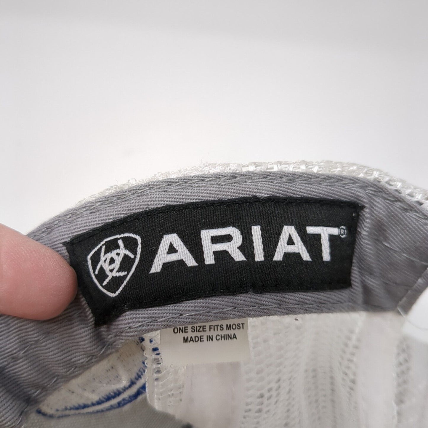 Ariat Snapback Trucker Hat Gray One Size Adjustable Mesh Back Patriotic USA Flag