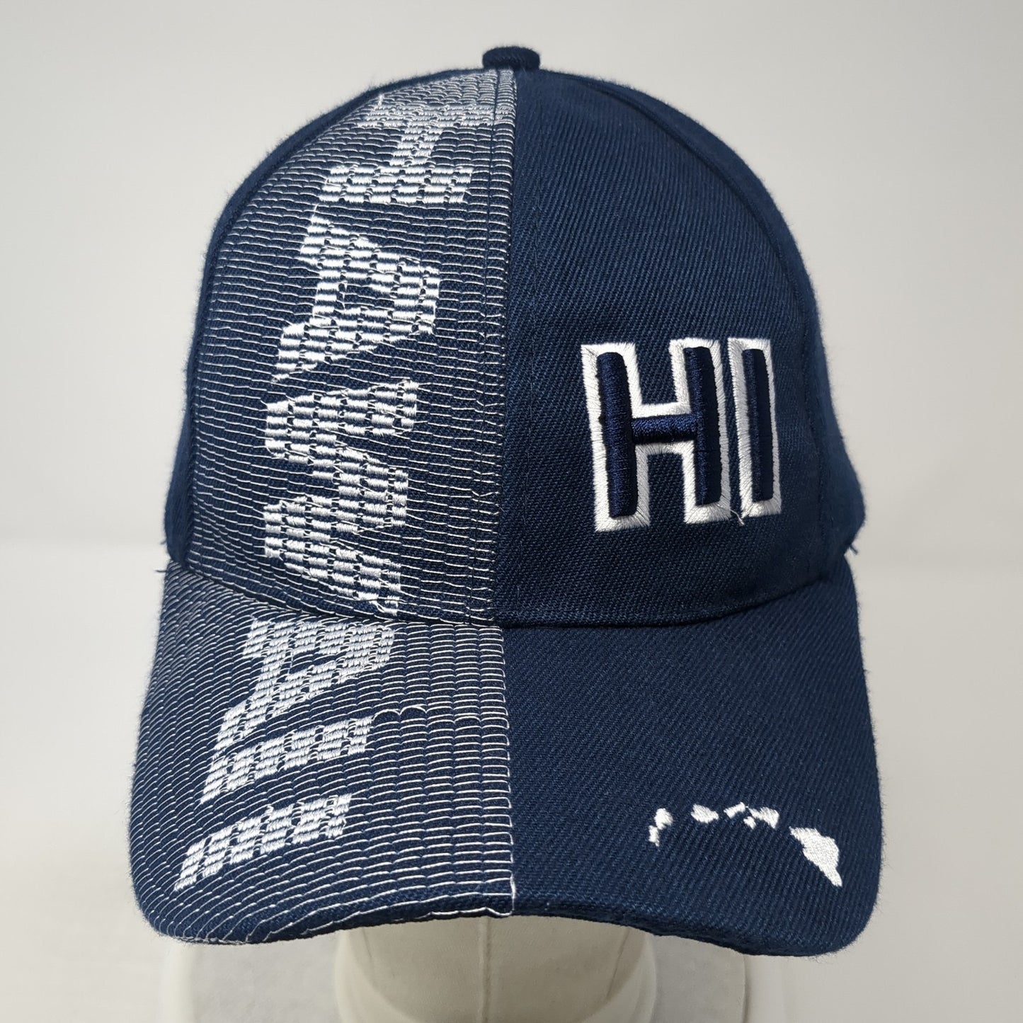 Hawaii HI Strapback Hat Blue One Size Adjustable Embroidered Island Crew