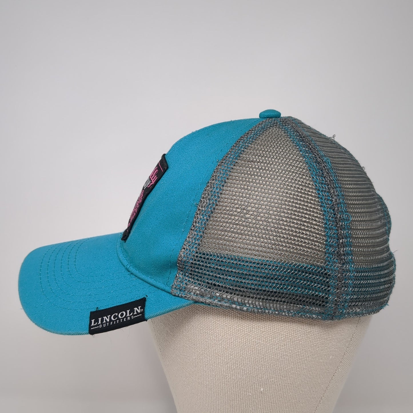 Locally Grown Farm Girl Snapback Trucker Hat Blue One Size Mesh Back