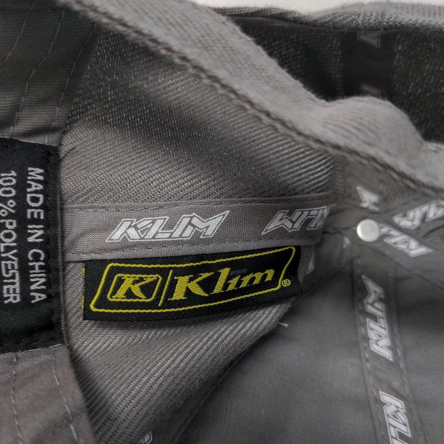 Klim Slideback Hat Gray One Size Adjustable Embroidered Vented Holes Polyester