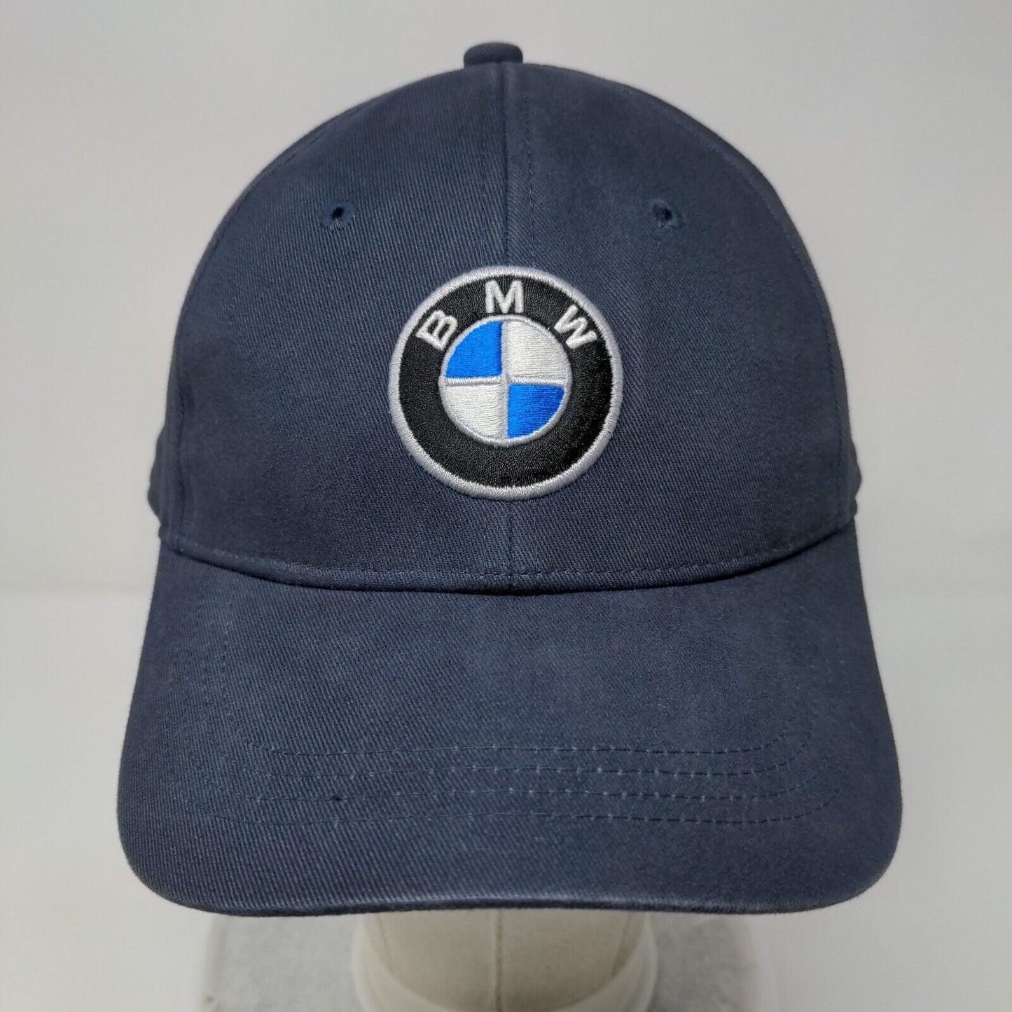 BMW Slideback Hat Blue OSFA Adjustable Embroidered Vented Holes 6 Panel Cotton