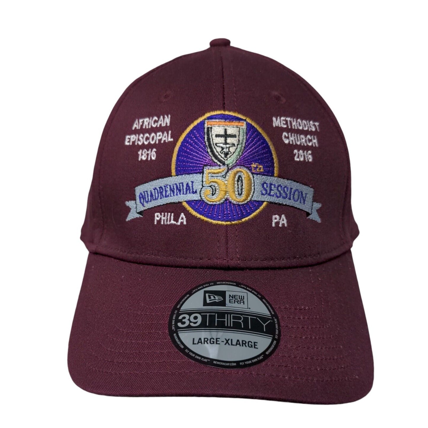 50th Quadrennial Session Fitted Hat Red Burgundy L/XL 6 Panel 39Thirty New Era