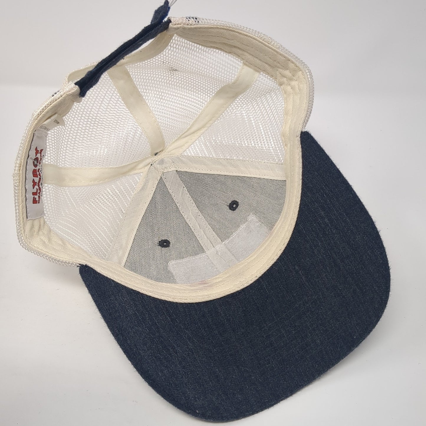 USA Flag Patch Strapback Trucker Hat Blue One Size Mesh Back Flyboy