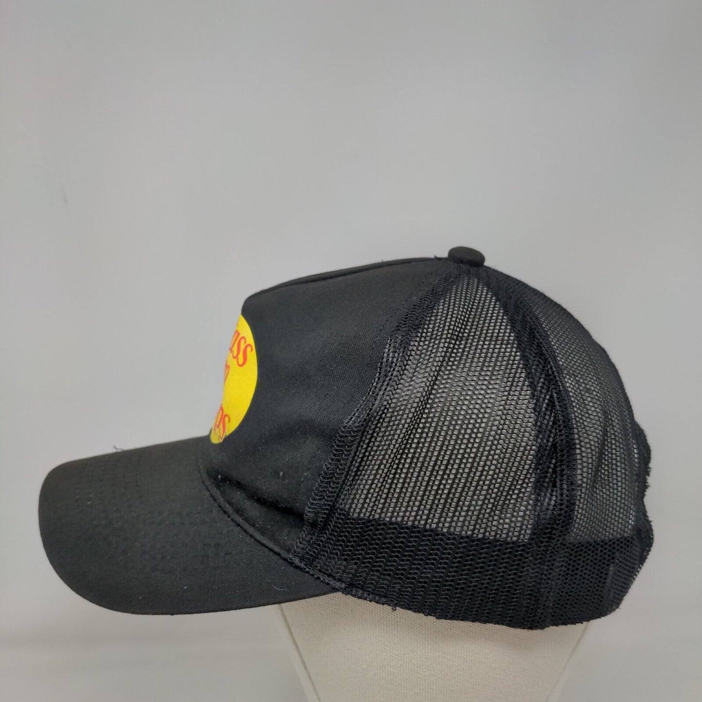 Bass Pro Shops Snapback Trucker Hat Black OSFM Mesh Back 6 Panel Gone Fishing