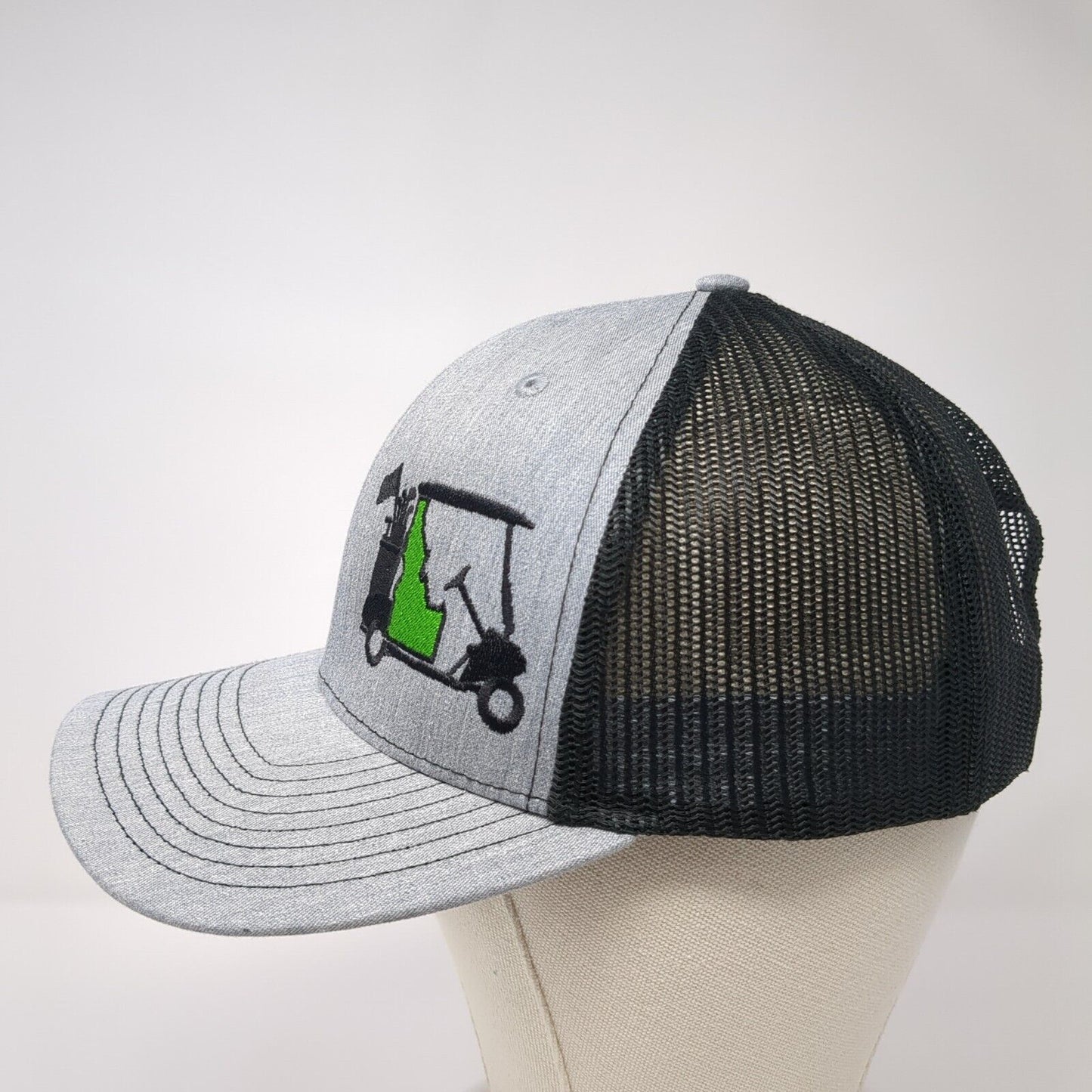 Golf Cart Snapback Trucker Hat Gray One Size Adjustable Mesh Back Richardson