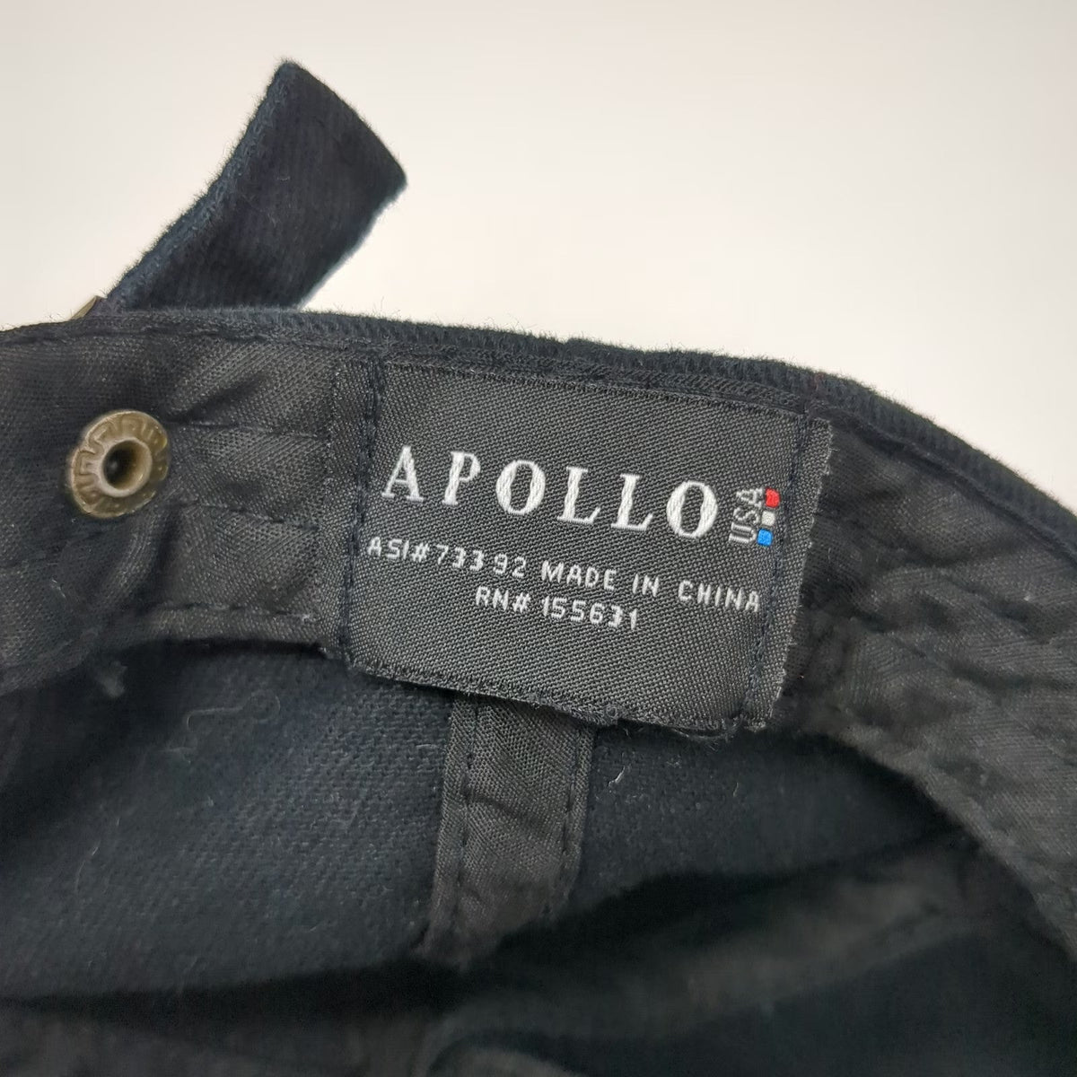Apollo Baseball Cap Black One Size Slideback Strap Unstructured Blank Plain Hat