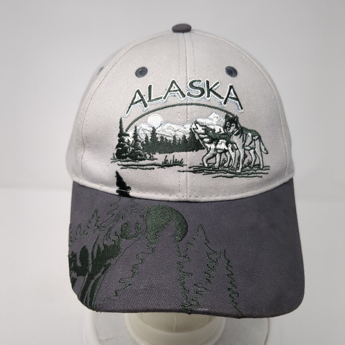 Alaska Slideback Hat Gray One Size Adjustable Embroidered Patriotic Tonqass
