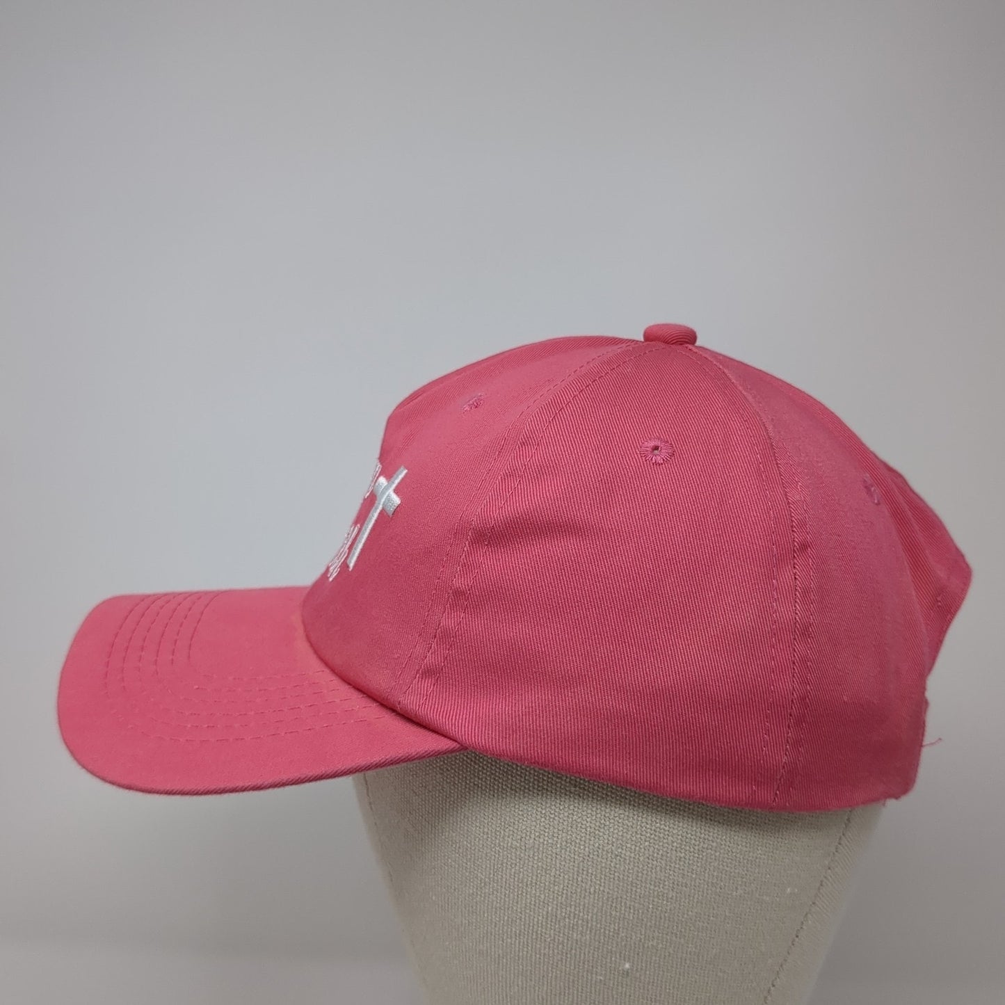 Woman of Faith Strapback Baseball Cap Pink One Size Adjustable Think Positive