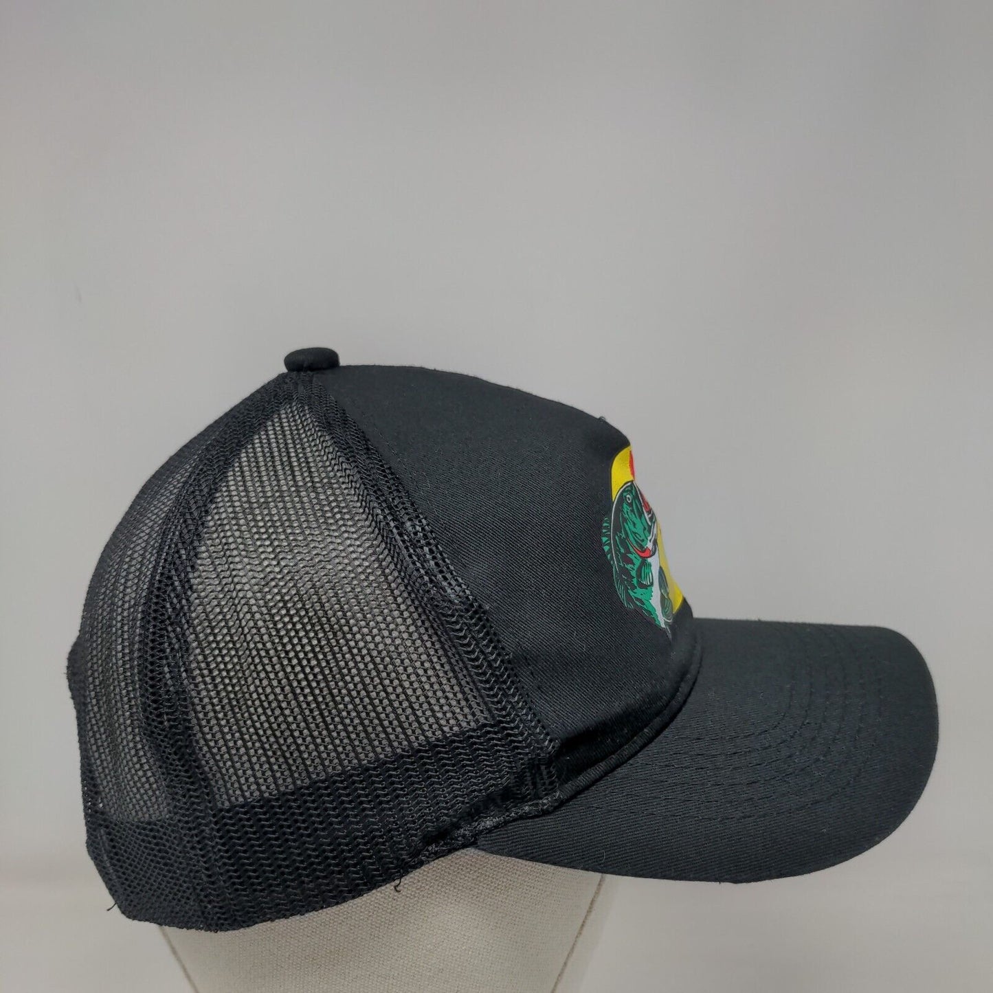 Bass Pro Shops Snapback Trucker Hat Black OSFM Gone Fishing Adjustable