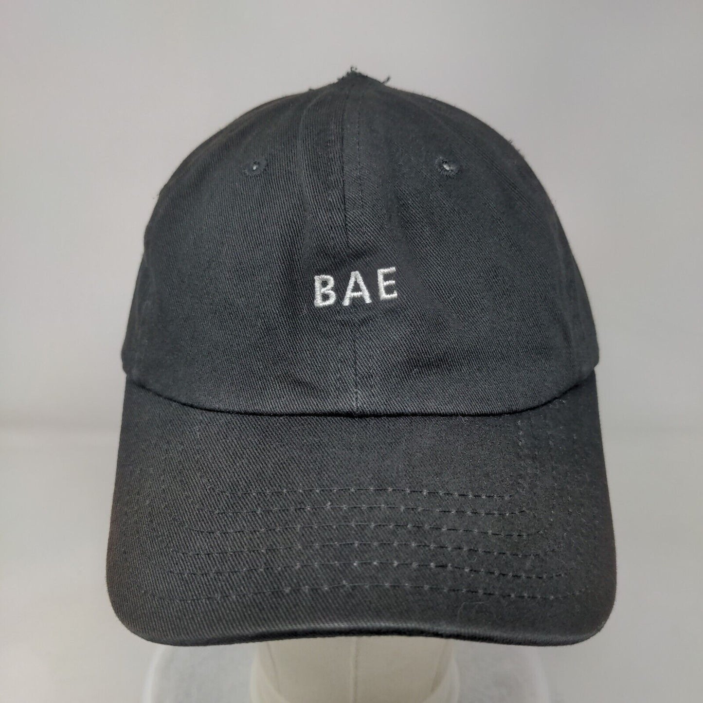 BAE Slideback Hat Black One Size Adjustable Embroidered Vented Holes 6 Panel