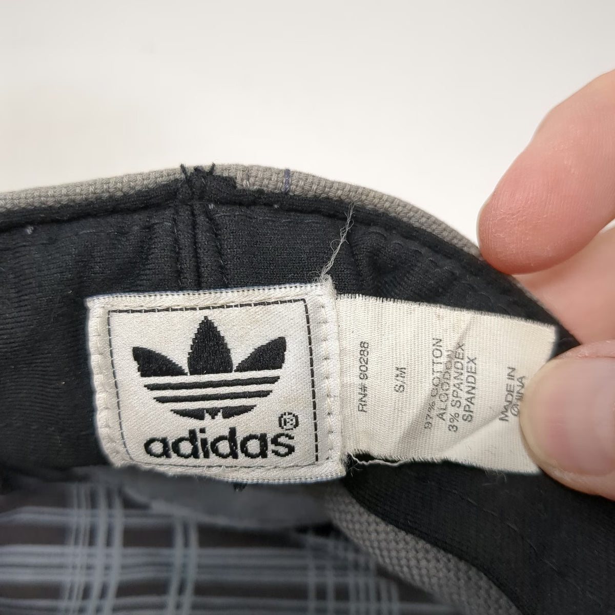 Adidas Gray Army Cap M Trefoil Logo Flexfit Elastic Cotton Military Cadet Hat