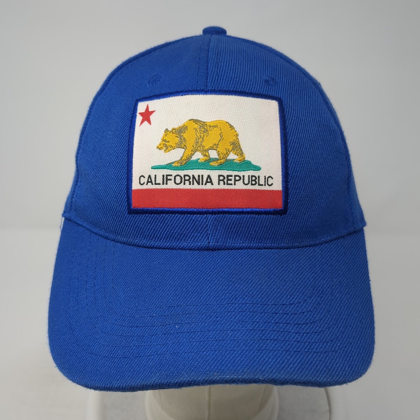 California Republic Bear Flag Strapback Hat Blue One Size Adjustable