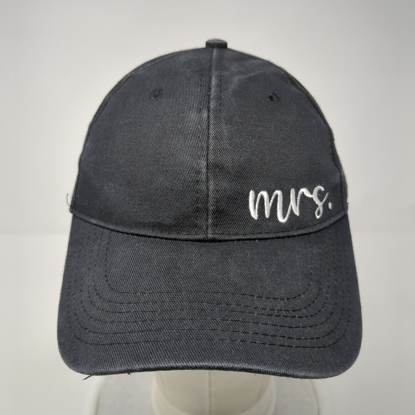 Mrs. Slideback Hat Black One Size Adjustable Embroidered 6 Panel Cotton