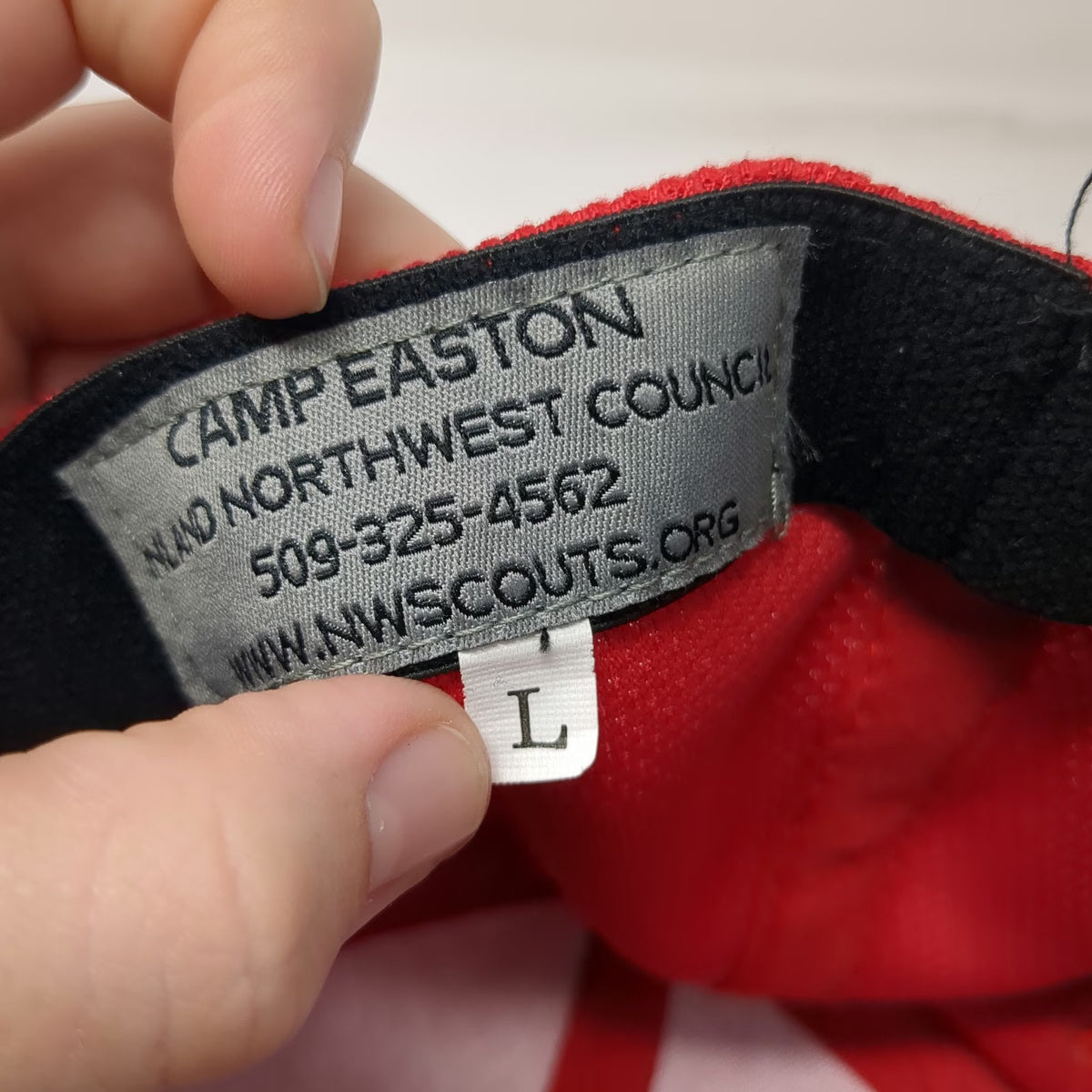 Camp Easton Boy Scouts of America Red Blue Baseball Cap Hat L Mesh Flag Logo