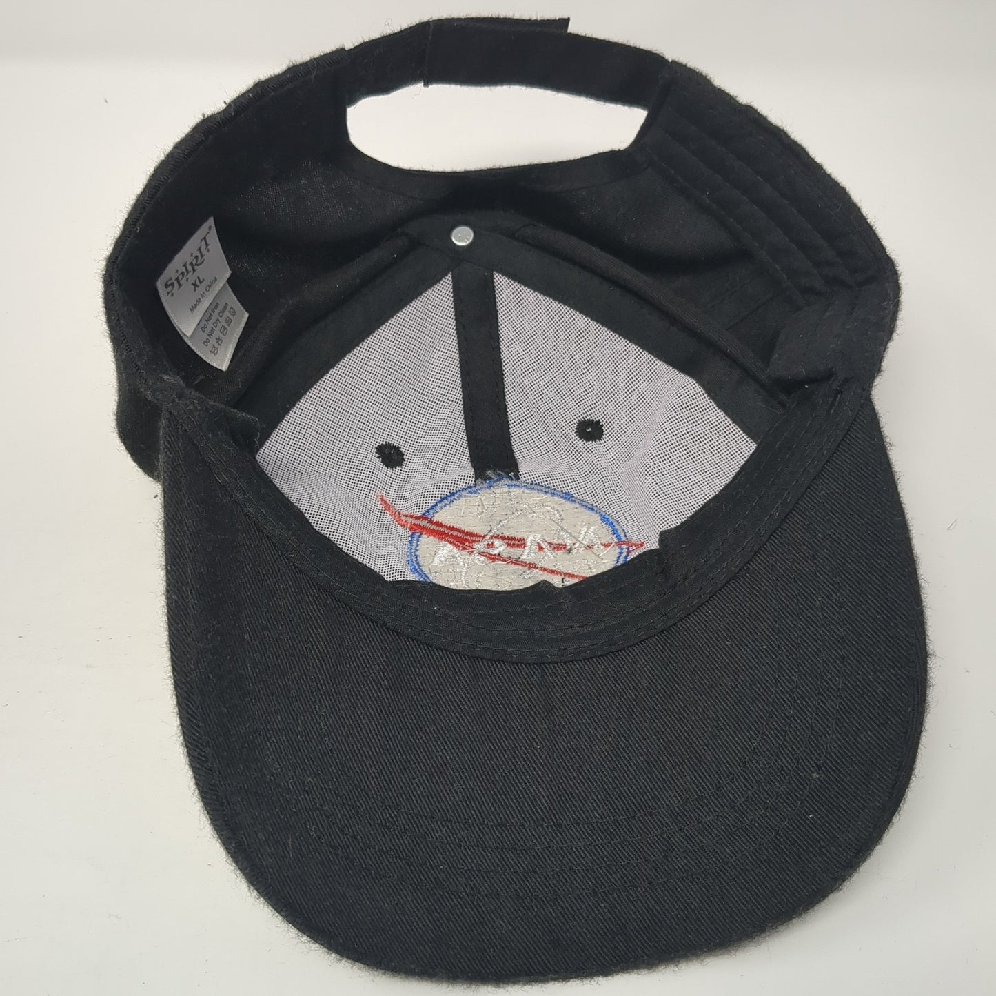 NASA Strapback Hat Black XL Adjustable Embroidered Spirit Vent Holes