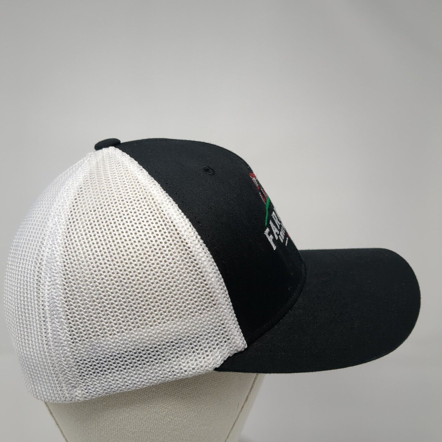 Farmboy American Fare Fitted Trucker Hat Black One Size Mesh Flexfit Yupoong