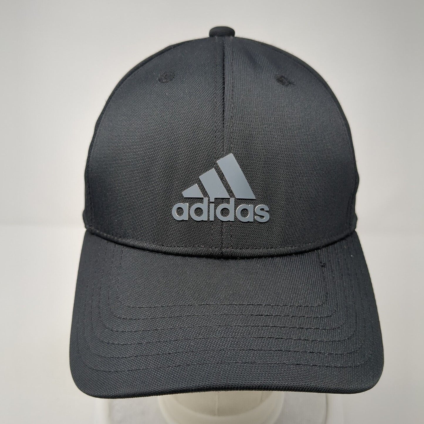 Adidas Strapback Hat Black One Size Adjustable 3 Stripes Logo 6 Panel