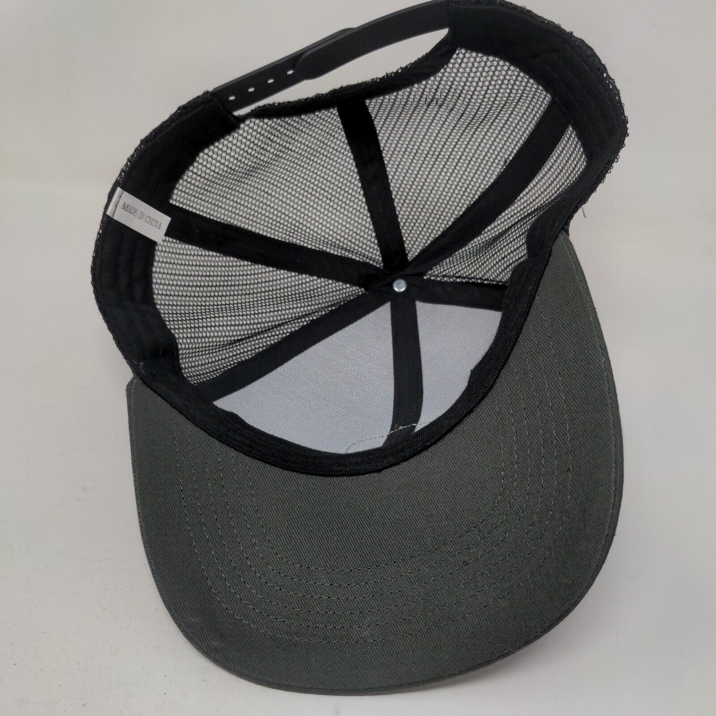 CSB Leather Patch Snapback Mesh Back Trucker Hat Gray One Size Colorblock