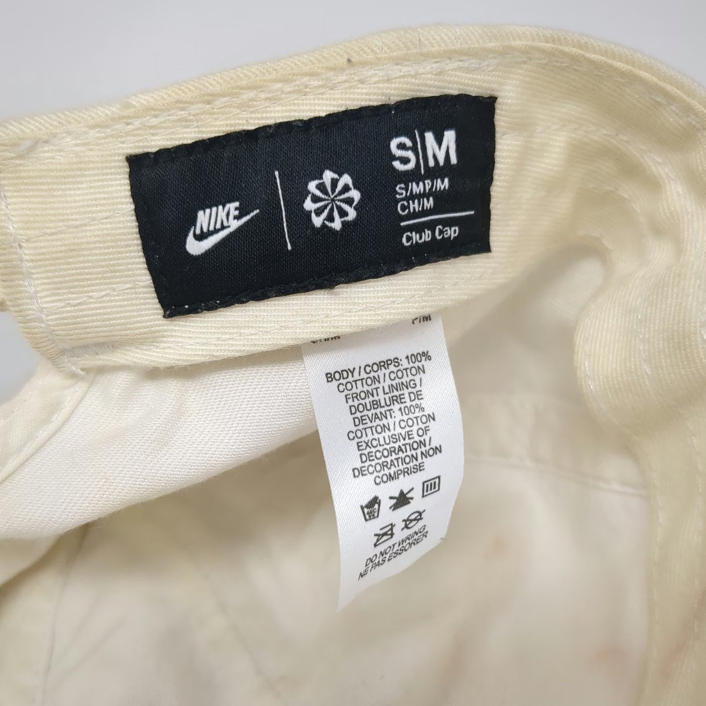 Nike Baseball Cap White M Black Logo Slideback Cotton 6 Panel Swoosh Sport Hat
