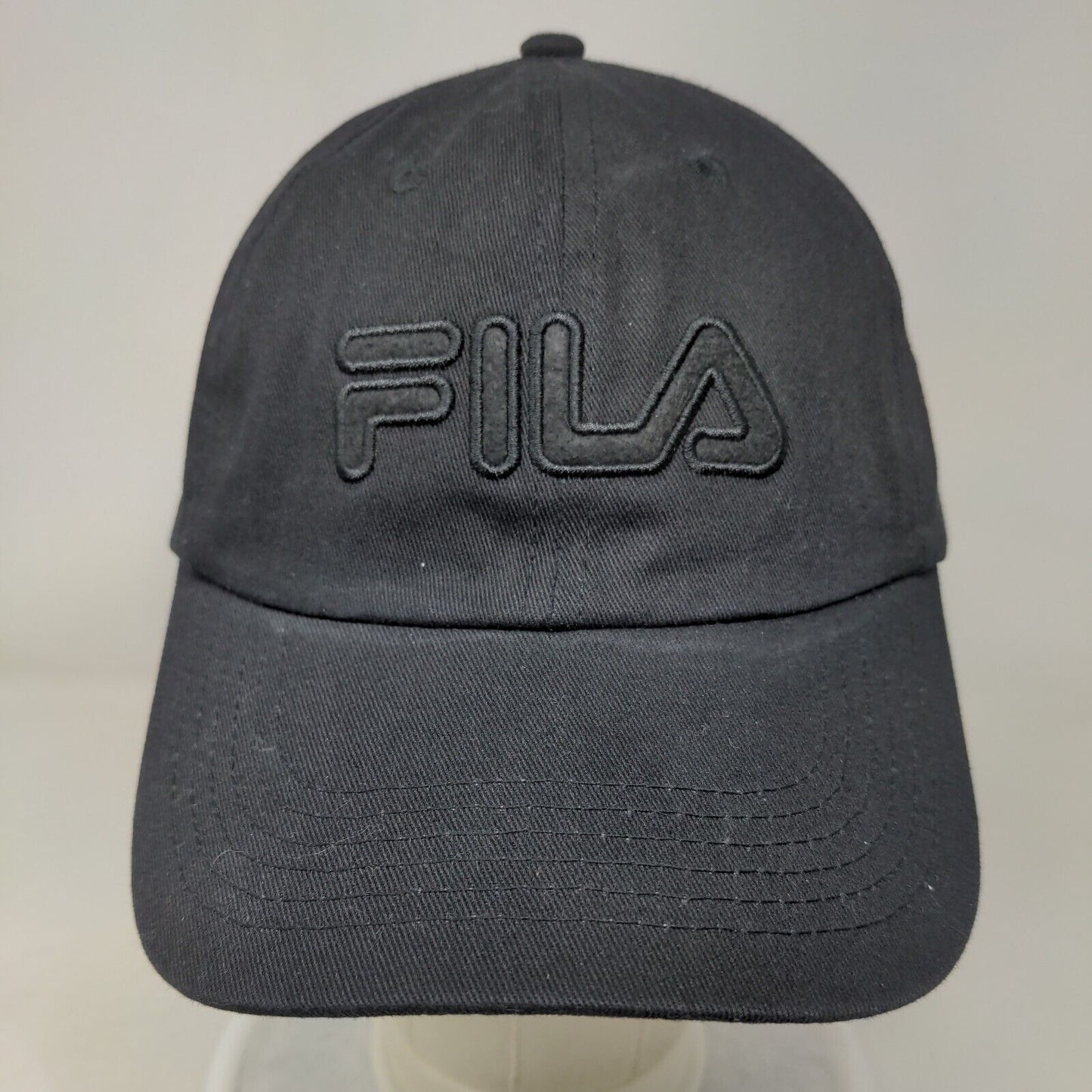 FILA Slideback Hat Black One Size Embroidered 6 Panel Vent Holes