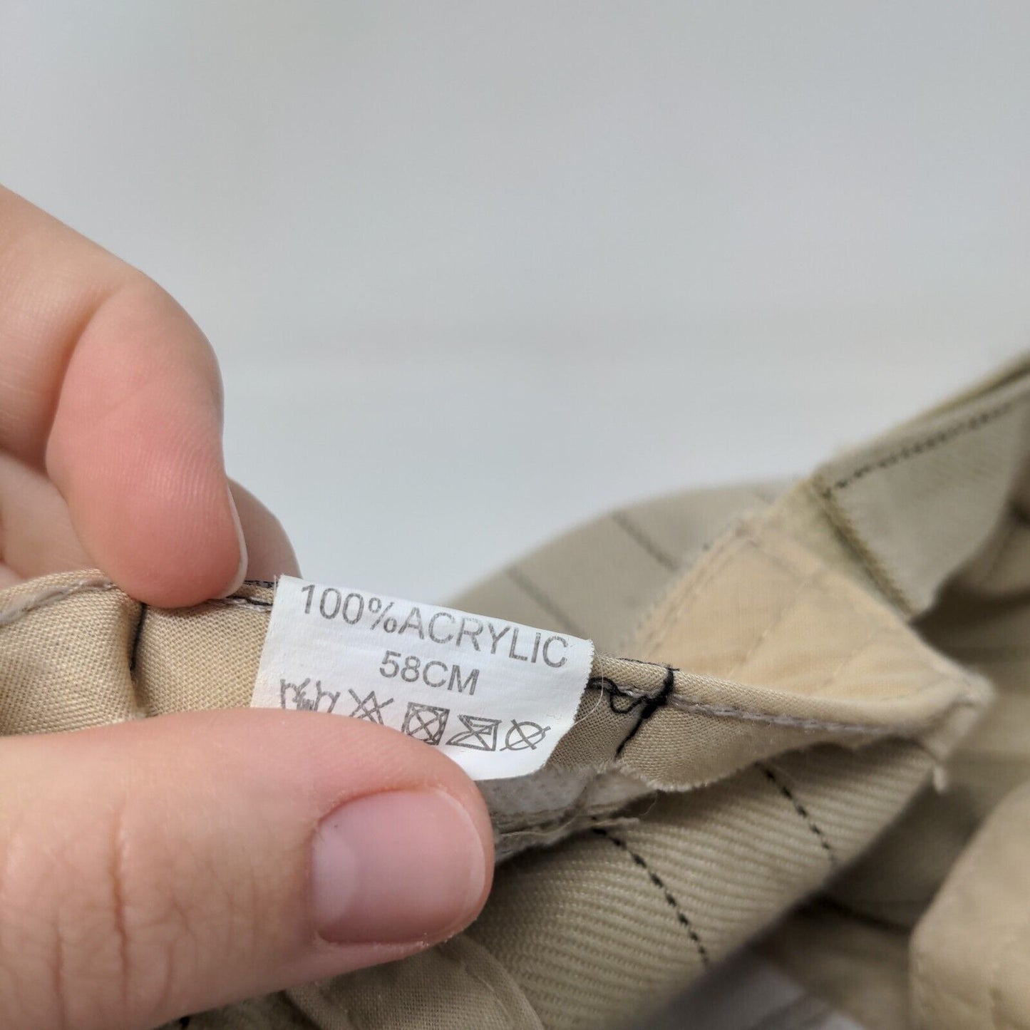 Frankfurt Strapback Hat Tan 58cm Adjustable Embroidered Pinstripe
