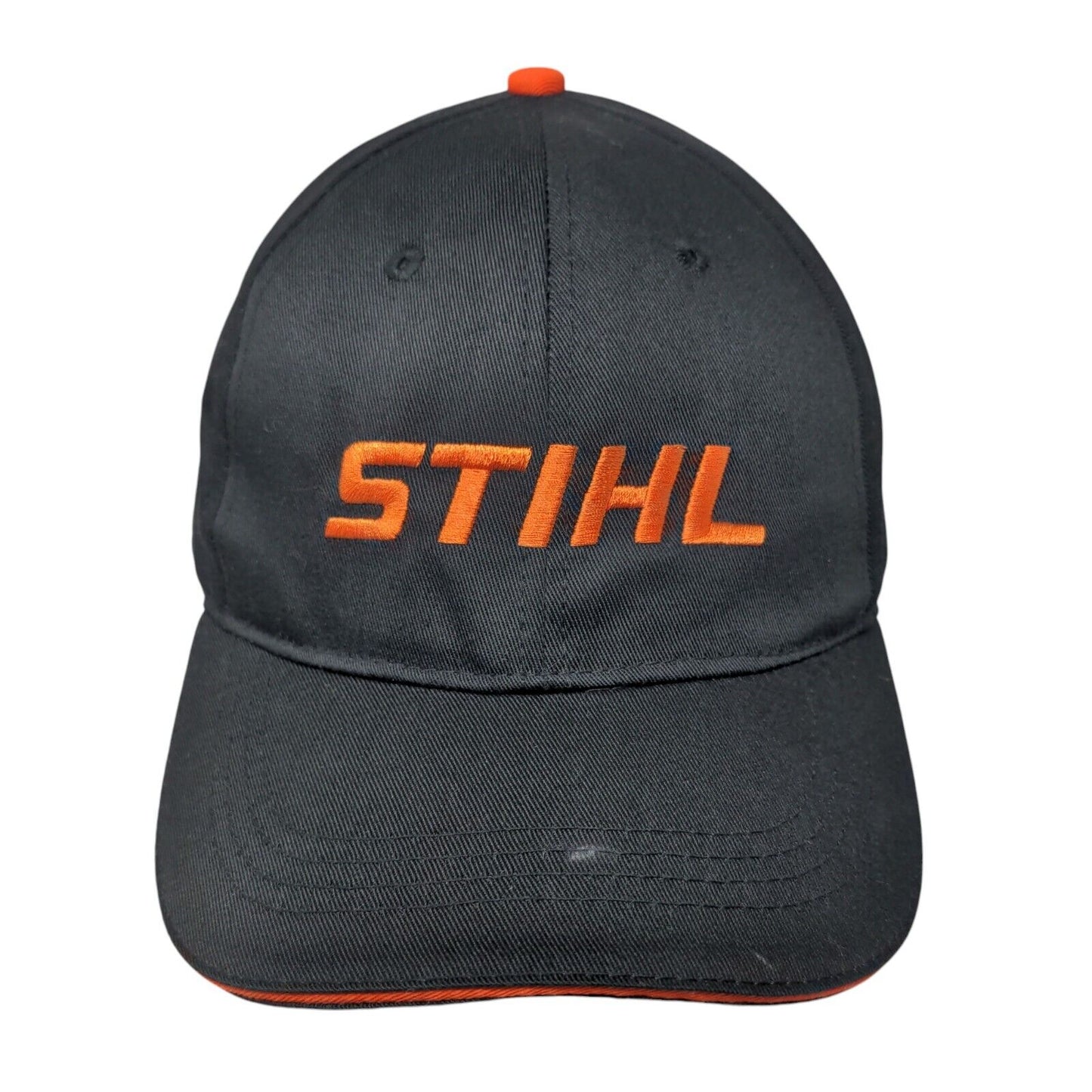 STIHL Strapback Hat Black One Size Adjustable Embroidered Vented Holes 6 Panel