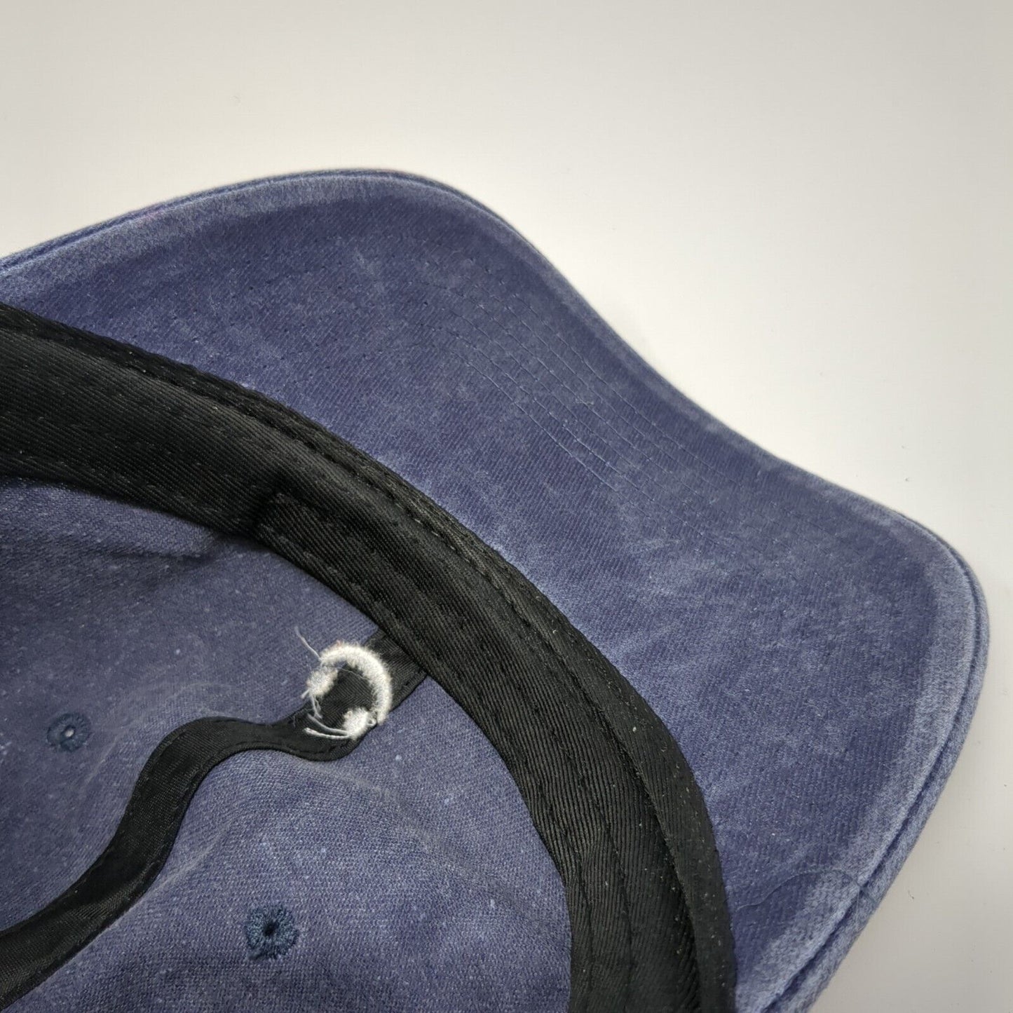 Smiley Slideback Hat Blue One Size Adjustable Solid Embroidered 6 Panel