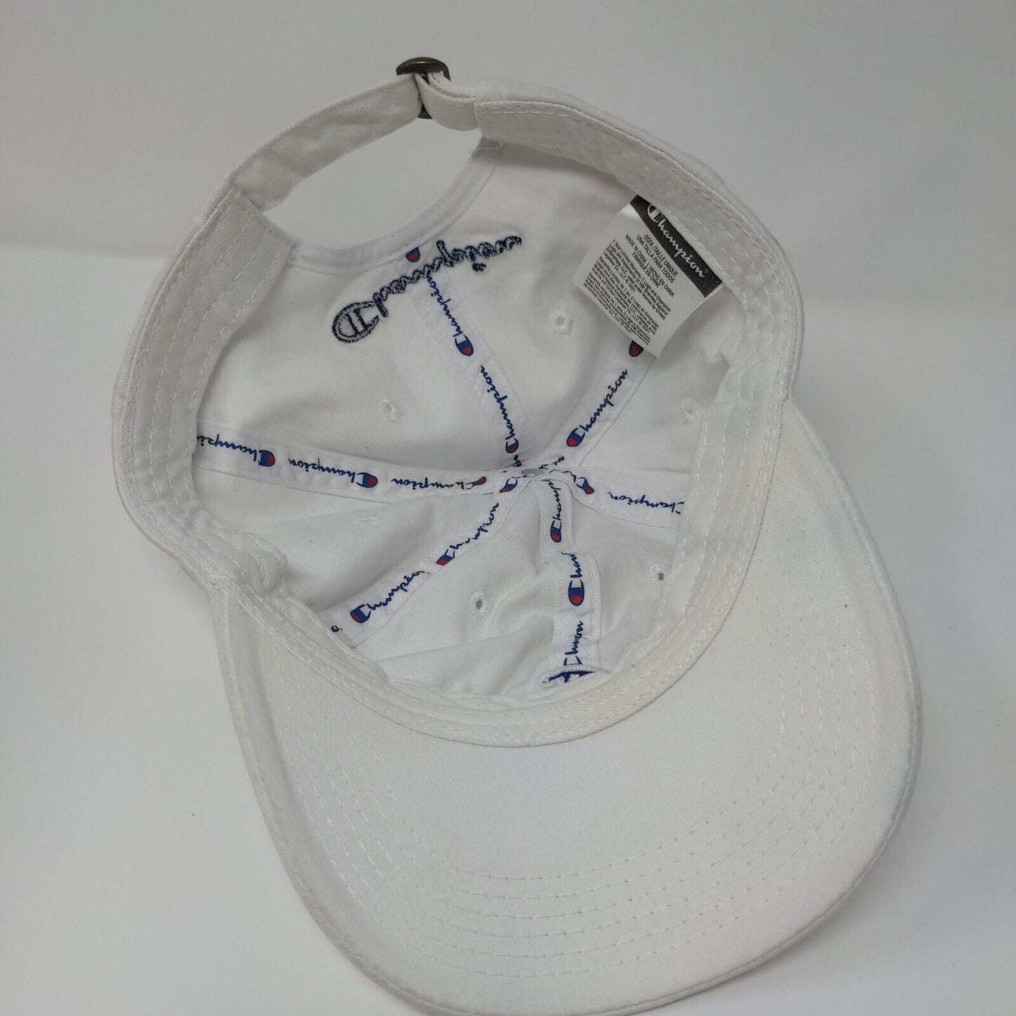Champion Slideback Hat White OSFA Adjustable Embroidered C Logo