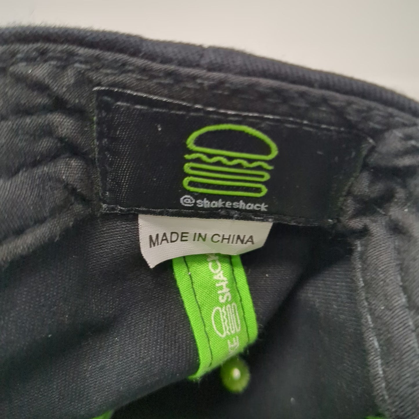 Shake Shack Snapback Black One Size Green Burger Logo Under Brim Patterned Hat