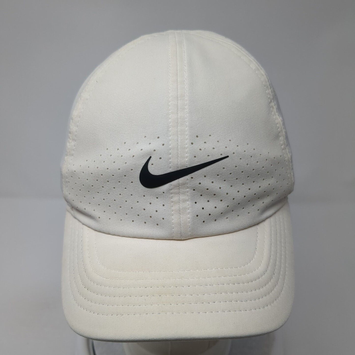 Nike Swoosh Strapback Hat White Cream One Size Laser Cut Heritage86