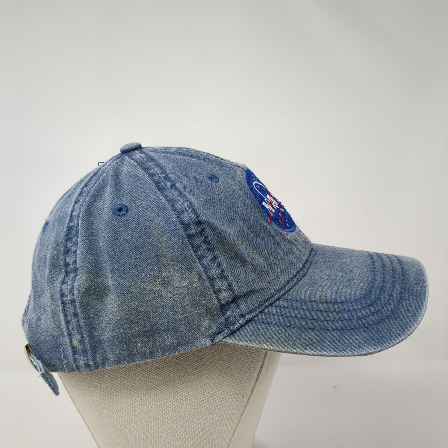 NASA Slideback Hat Blue One Size Adjustable Embroidered Denim Otto Cotton