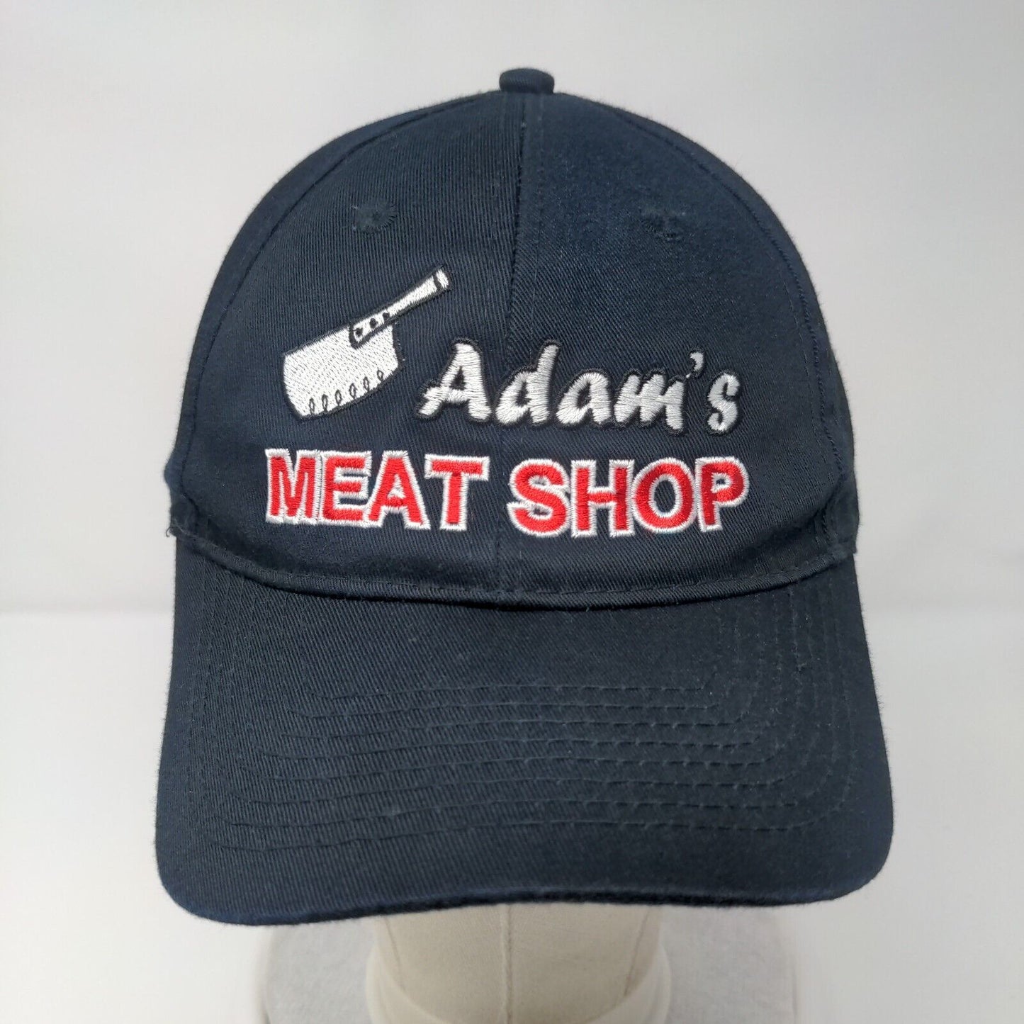 Adam's Meat Shop Strapback Hat Blue One Size Adjustable 6 Panel Port Authority