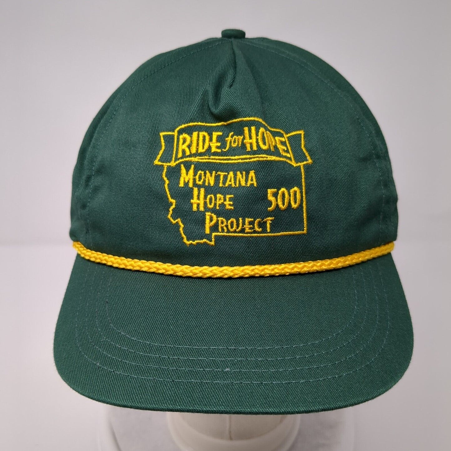 Ride For Hope Slideback Rope Hat Green OSFA Montana Hope Project 500