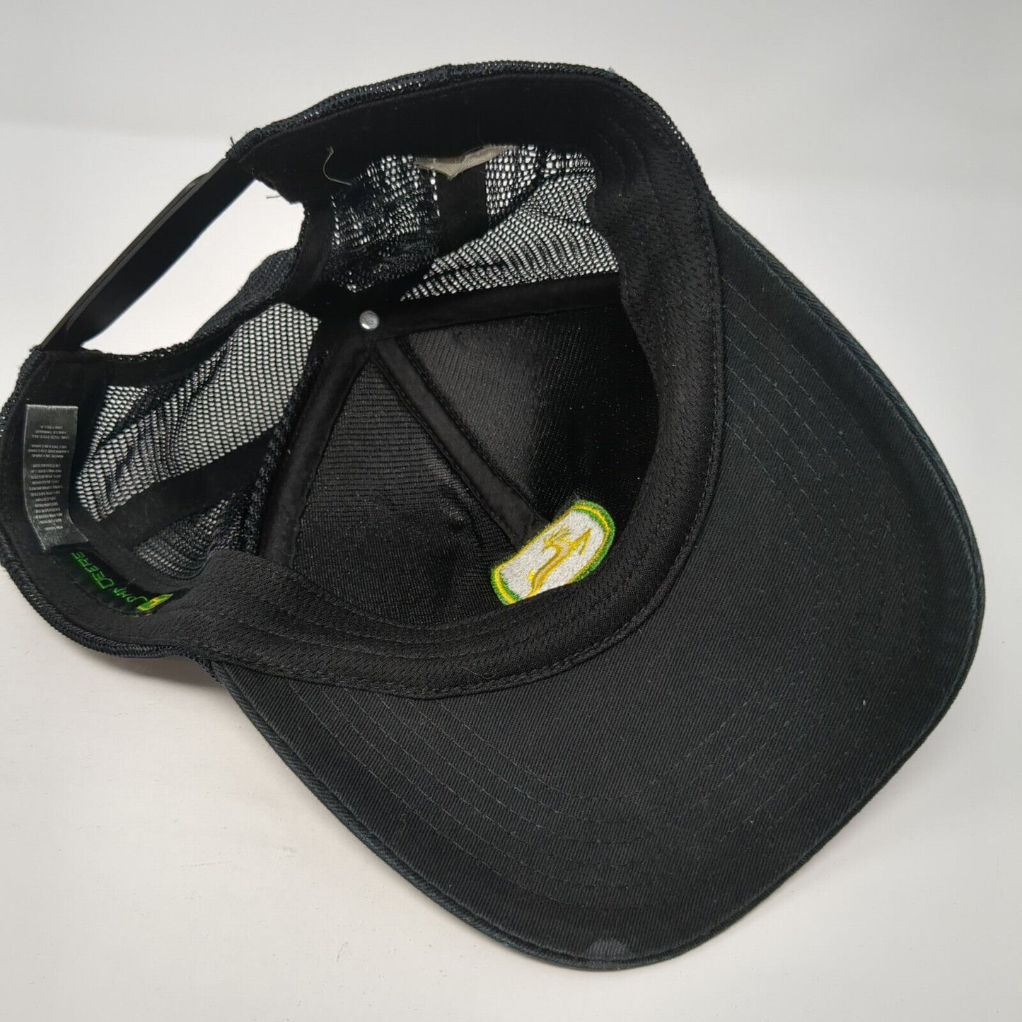 John Deere Snapback Trucker Hat Black One Size Adjustable Embroidered Mesh Back