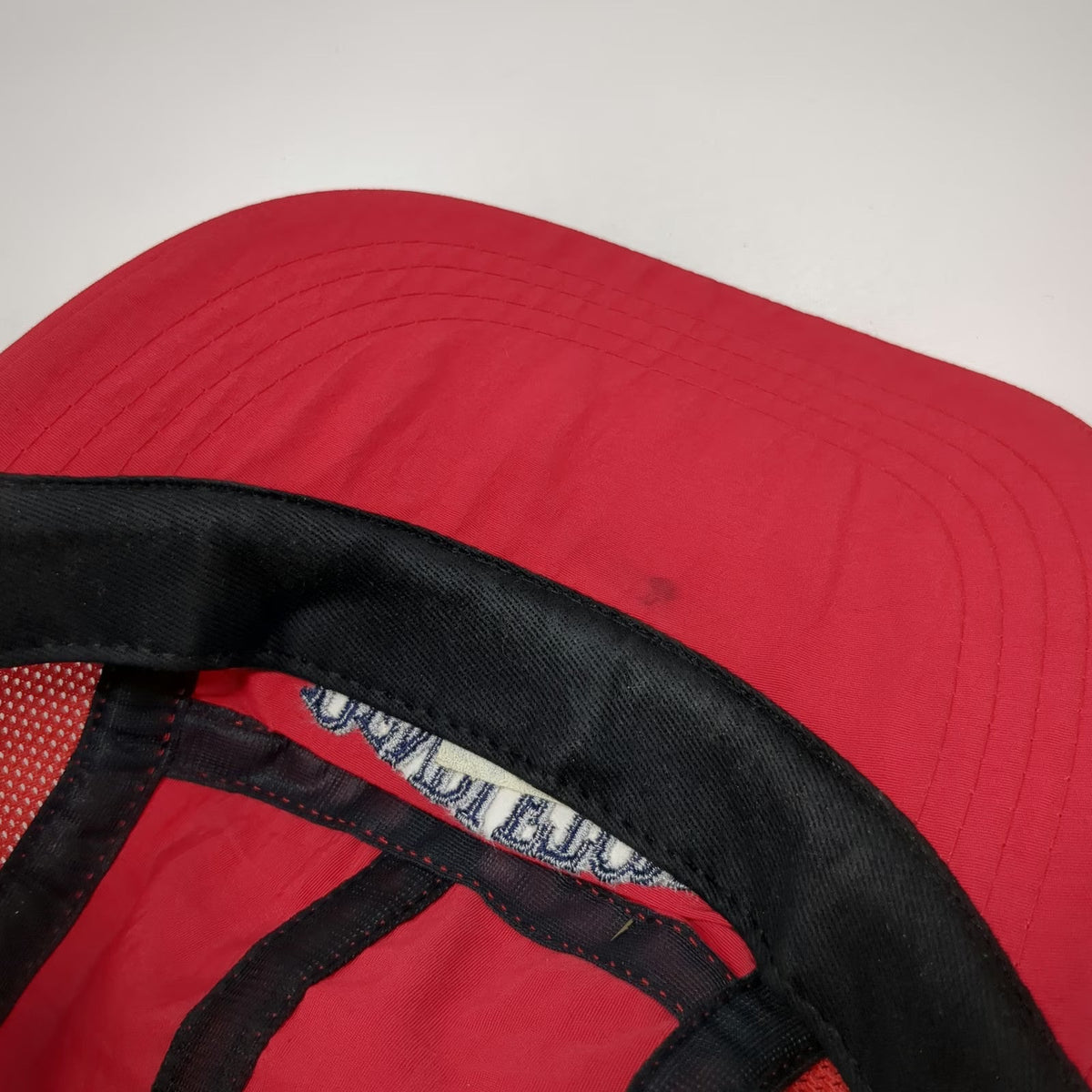 Pendleton 5 Panel Red Hat One Size Mesh Side Fishing Lure Leather Strapback