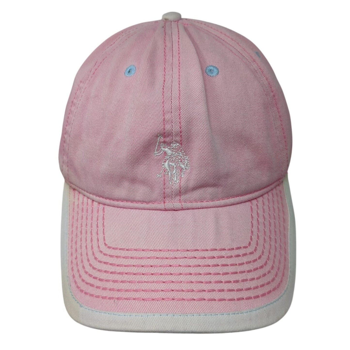 US Polo Assn Slideback Hat Pink One Size Adjustable Embroidered 6 Panel Cotton