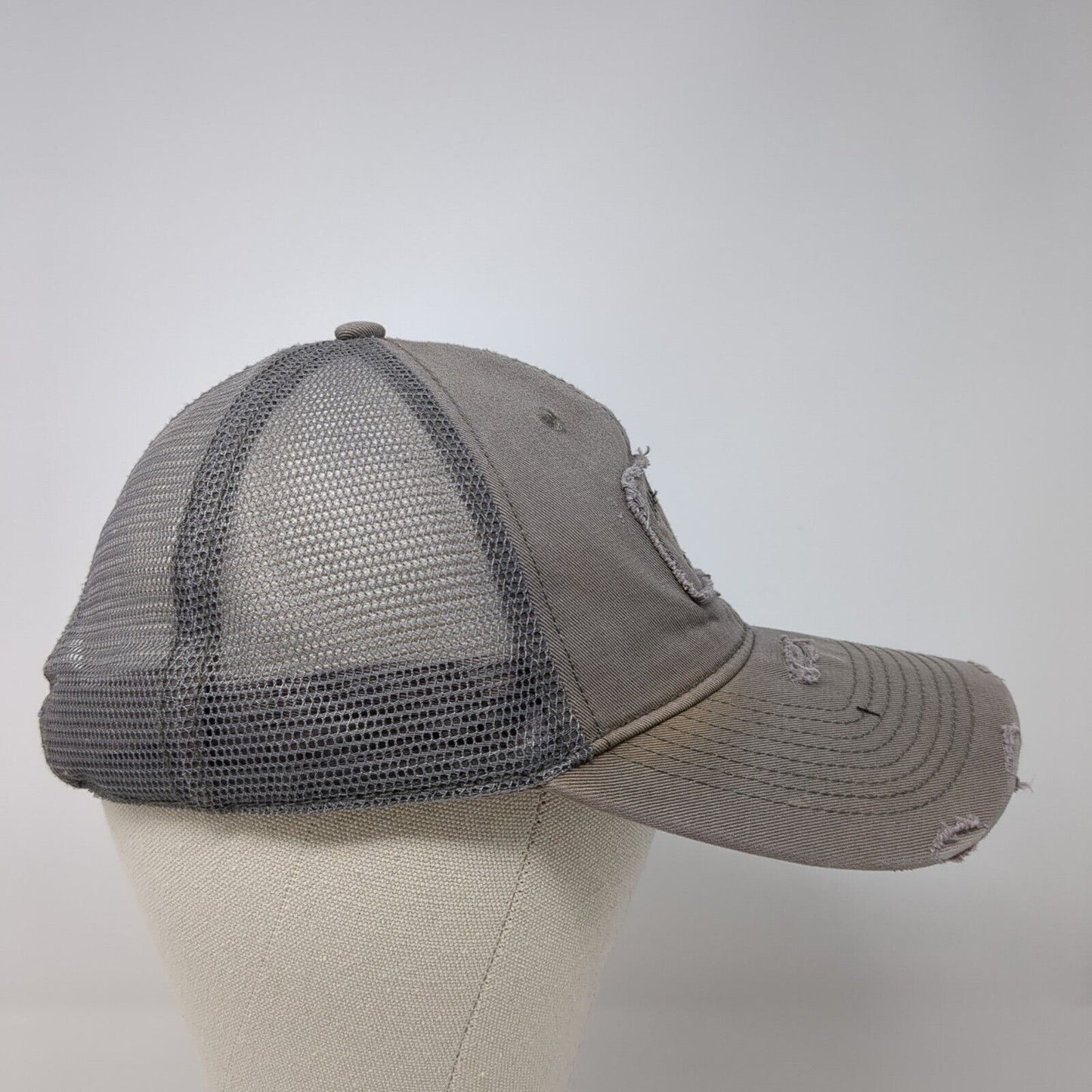 Bass Pro Shops Slideback Hat Gray OS Adjustable Mesh Back Distressed Gone Fishin