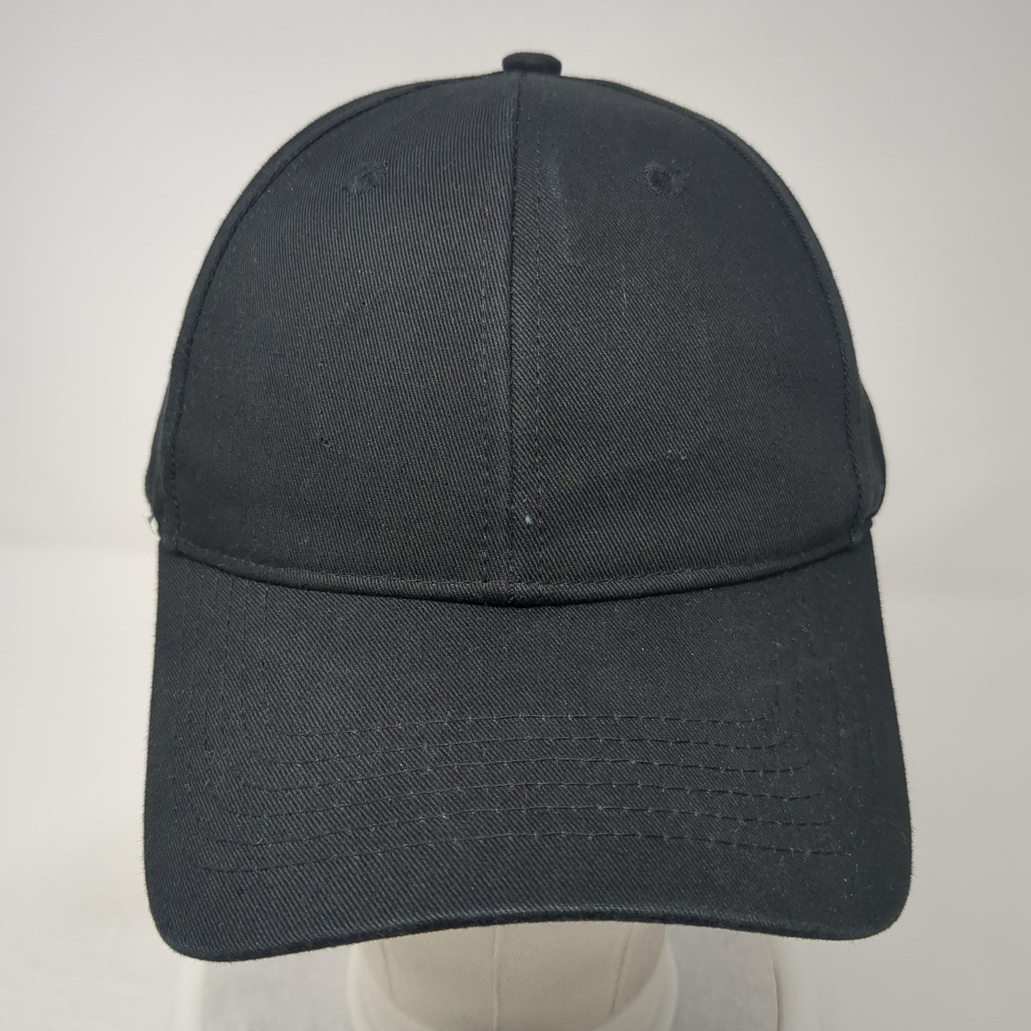 Unbranded Snapback Hat Black One Size Adjustable Vented Holes 6 Panel Blank