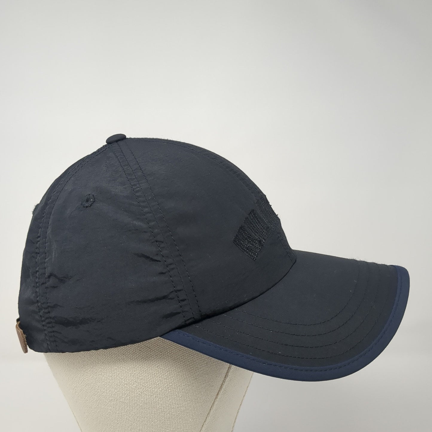Hilfiger Spell Out Slideback Hat Black One Size Adjustable Leather Strap