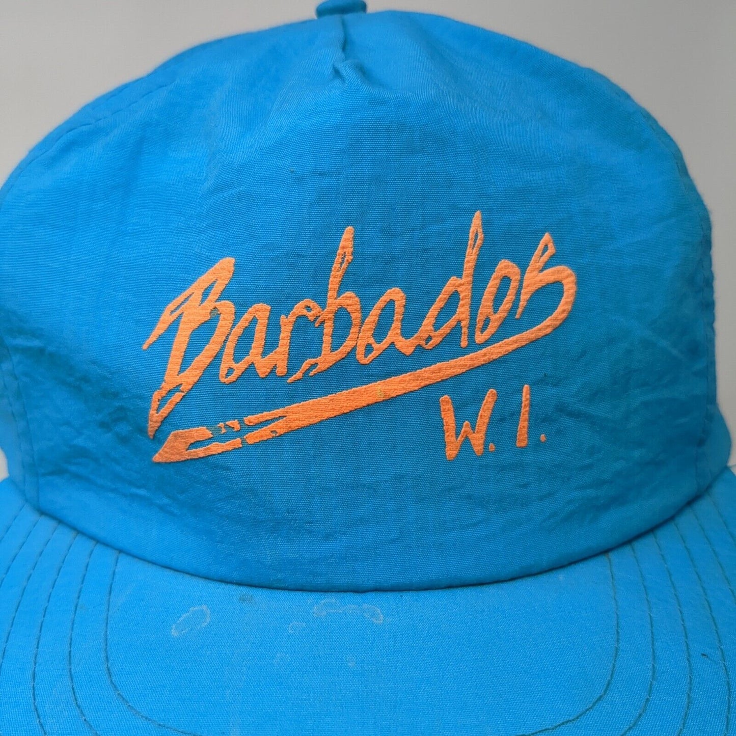 Barbados WI Snapback Hat Blue One Size Adjustable Lightweight Triangle Headwear