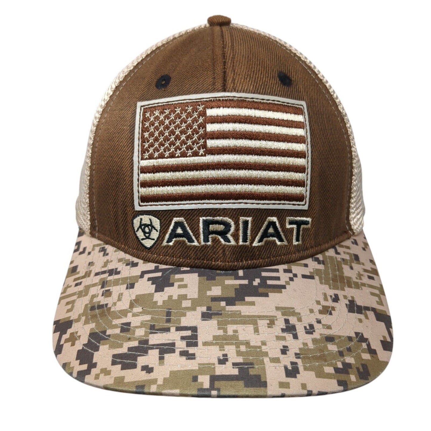 Ariat American Flag Snapback Trucker Hat Camouflage OS Adjustable Patriotic