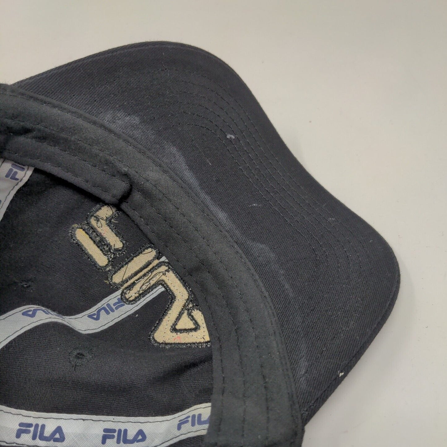 FILA Slideback Hat Black One Size Embroidered 6 Panel Vent Holes